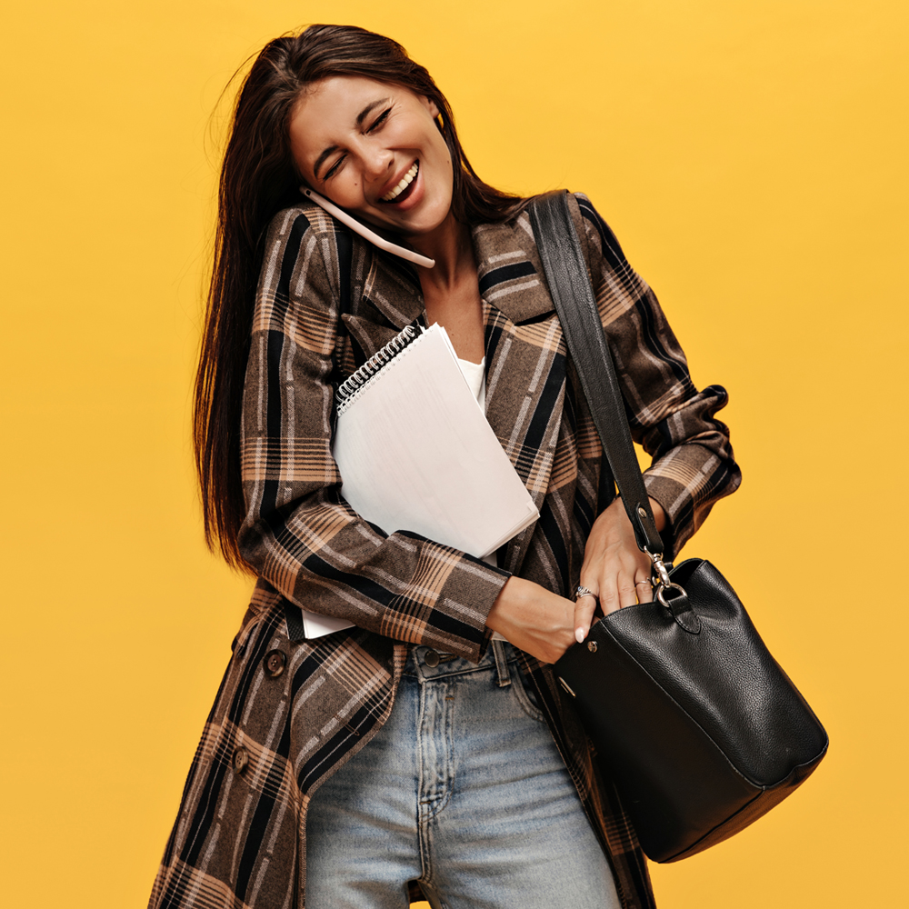 여자 체크무늬 가디건